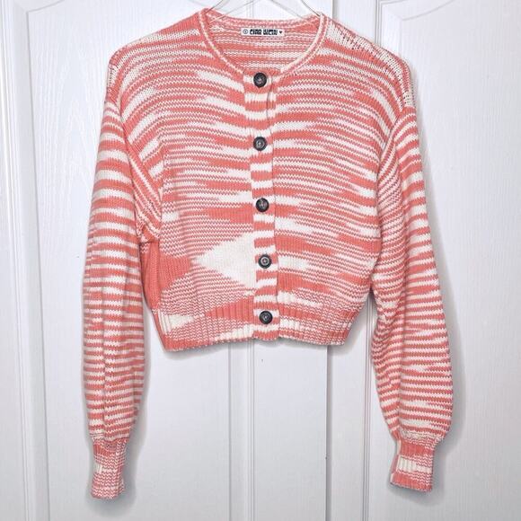 Ciao Lucia Varese Cotten Jacquard-Knit Cardigan in Blush Size Small - Picture 5 of 15
